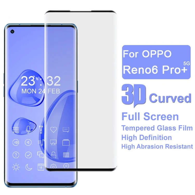 IMAK 3D Curved Full Screen HD Tempered Glass Screen Protector per Oppo Reno6 Pro+ 5G/Pro 5G (Snapdragon)