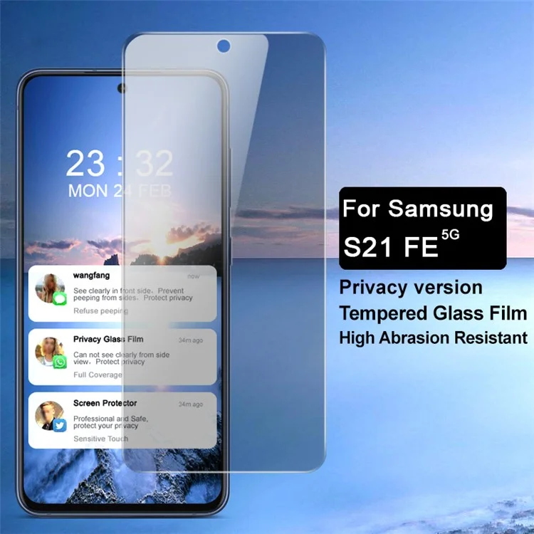 IMAK 9H Dureza Espejo Pantalla Táctil Anti-espía Película Protectora de Vidrio Templado para Samsung Galaxy S21 FE