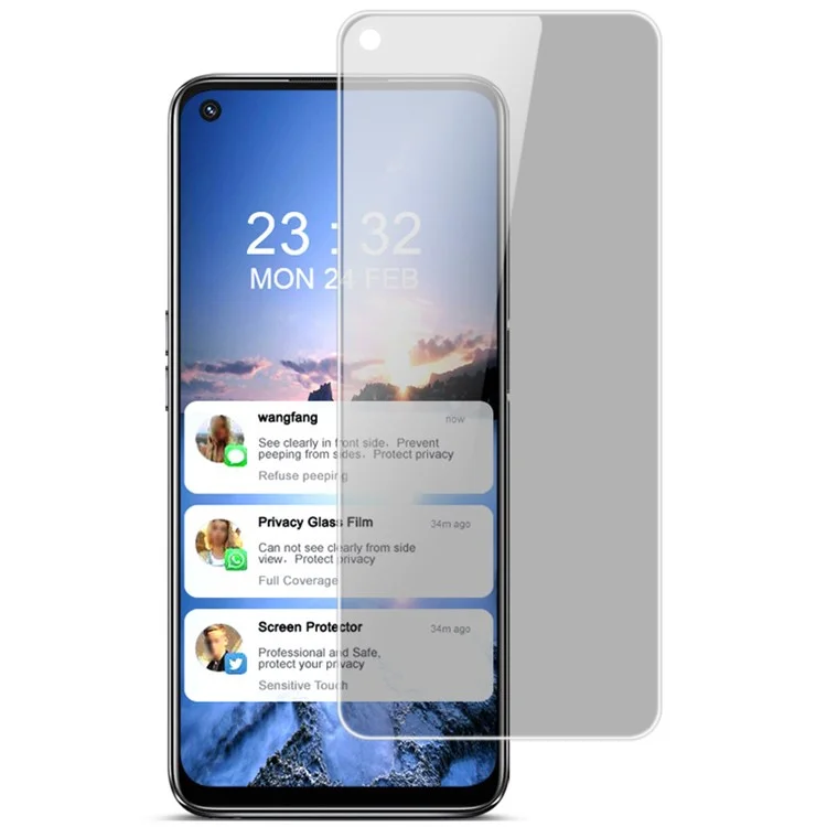 IMAK pour Oppo A74 5G / A54 5G / 4G 9H Anti-Espion Anti-Peep Film de protection d'écran incassable sans bulles
