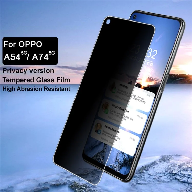 IMAK pour Oppo A74 5G / A54 5G / 4G 9H Anti-Espion Anti-Peep Film de protection d'écran incassable sans bulles