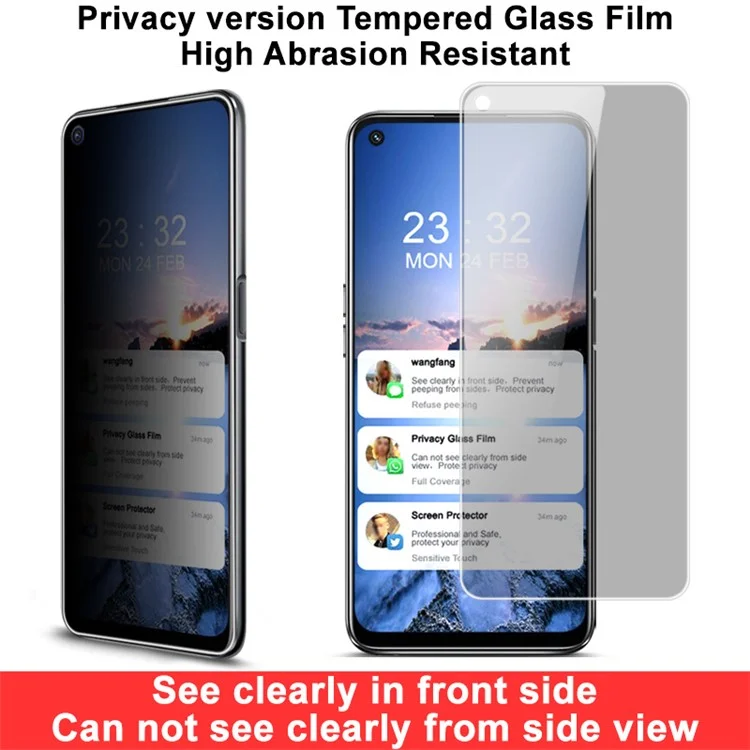 IMAK pour Oppo A74 5G / A54 5G / 4G 9H Anti-Espion Anti-Peep Film de protection d'écran incassable sans bulles
