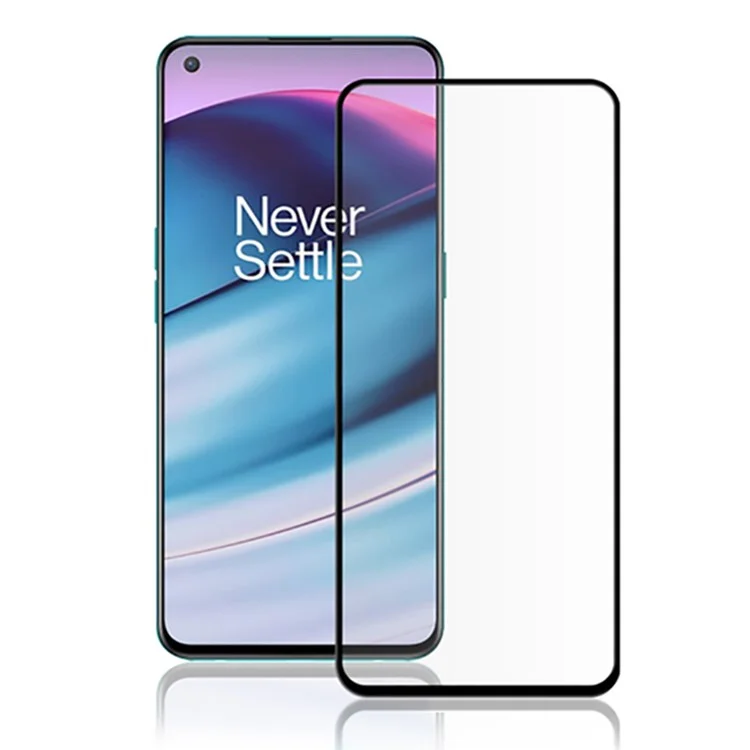 AMORUS Full Glue Silk Printing High Transparency Tempered Glass Film Full Screen Covering Protector for OnePlus Nord CE 5G - Black