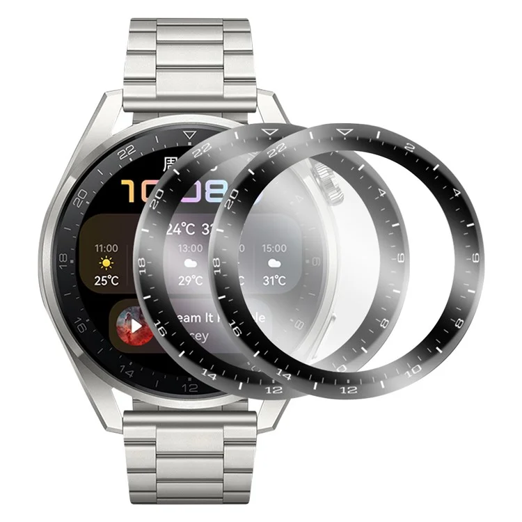 ENKAY HAT PRINCE [2PCS] 3D Curved Soft PC Edge + PMMA Full Cover Tempered Glass Screen Protectors for Huawei Watch 3 Pro 48mm
