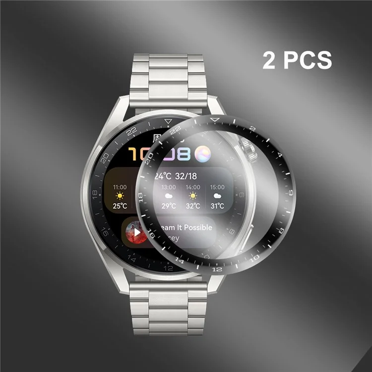 ENKAY HAT PRINCE [2PCS] 3D Curved Soft PC Edge + PMMA Full Cover Tempered Glass Screen Protectors for Huawei Watch 3 Pro 48mm