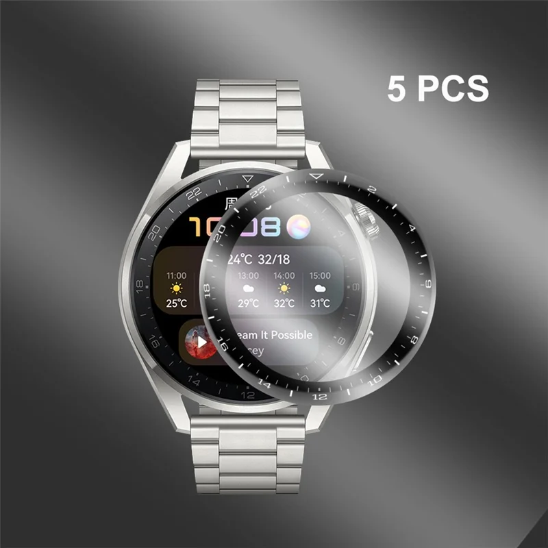 Enkay Hut Prince [5pcs] 3D Gebogene Weiche PC -kante + PMMA in Voller Größe Temperierte Glasschriftenschutzfilme Für Huawei Uhr 3 Pro 48mm