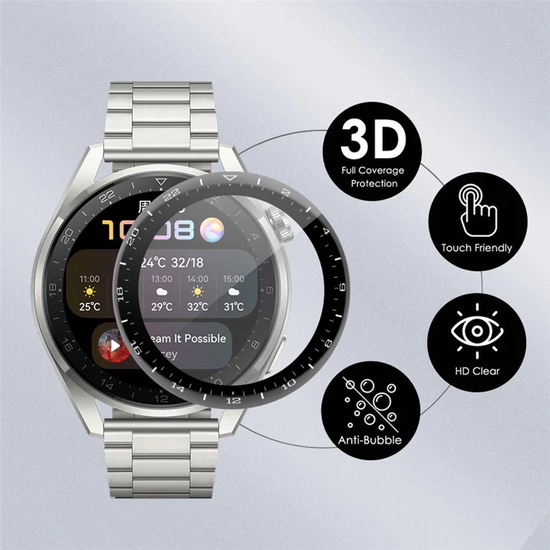 Enkay Hut Prince [5pcs] 3D Gebogene Weiche PC -kante + PMMA in Voller Größe Temperierte Glasschriftenschutzfilme Für Huawei Uhr 3 Pro 48mm