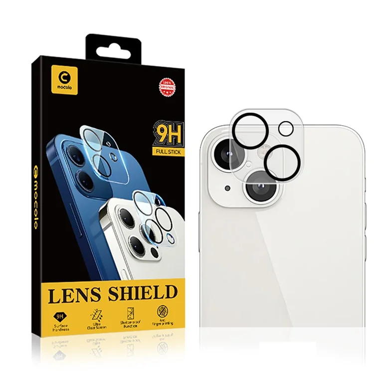 Film de L'objectif de la Caméra Mocolo Pour Iphone 13 Mini 5,4 Pouces, Couverture de Caméra en Verre Trempée à Imprimerie en Soie HD - Transparent