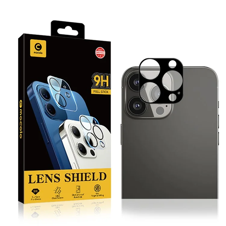 Protecteur de Lentilles de Caméra D'impression de Soie Mocolo Pour Iphone 13 Pro 6,1 Pouces, Protecteur D'écran D'objectif en Verre Trempé Ultra Clair - le Noir