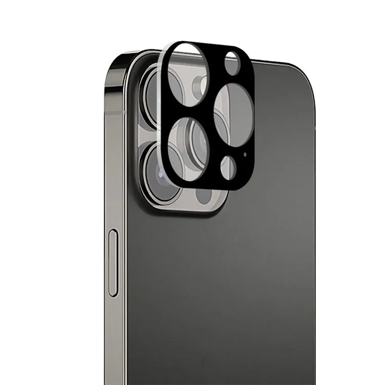 MOCOLO Silk Printing Camera Lens Film pour iPhone 13 Pro Max 6,7 pouces, protecteur d'objectif en verre trempé avec découpe précise et dureté 9H - Noir