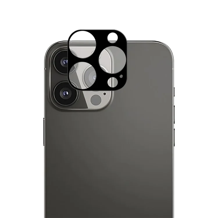 MOCOLO Silk Printing Camera Lens Film pour iPhone 13 Pro Max 6,7 pouces, protecteur d'objectif en verre trempé avec découpe précise et dureté 9H - Noir