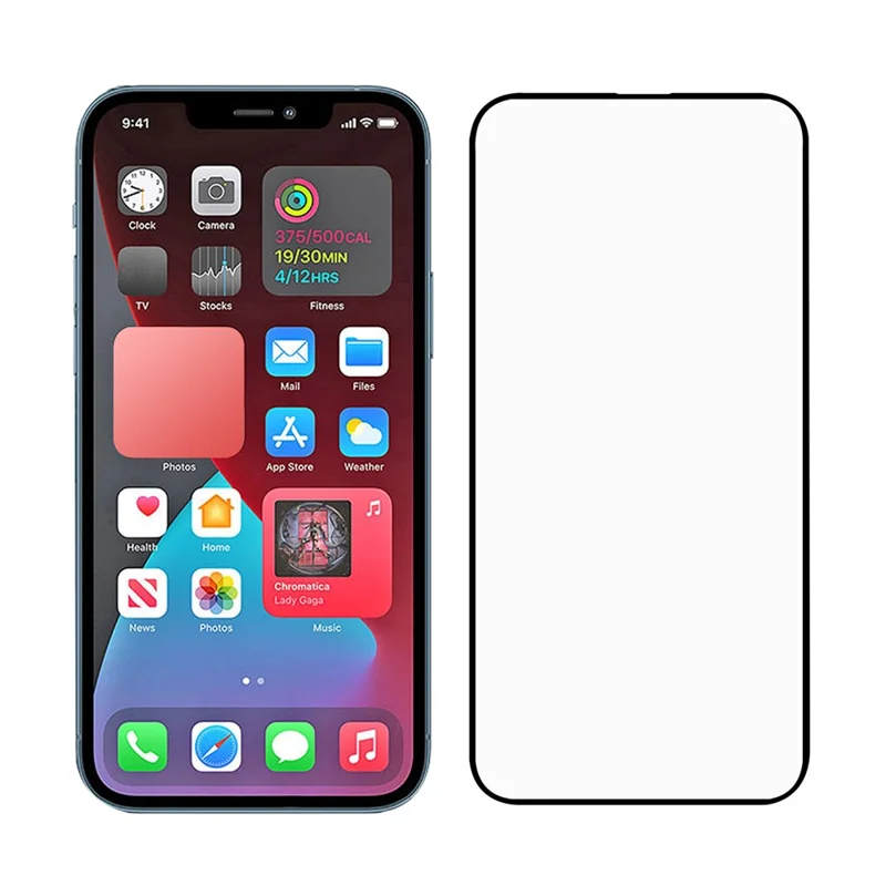 Vollklebe-Displayschutz aus gehärtetem Glas mit schwarzen Rändern für iPhone 13 Pro Max / 14 Plus
