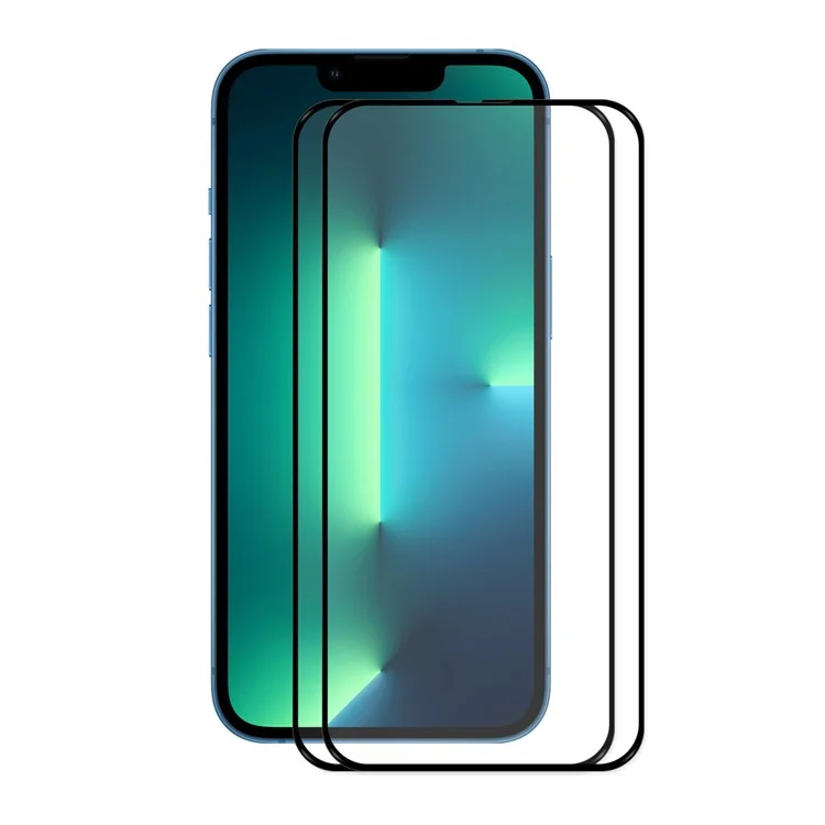 HAT PRINCE 2 pezzi / Set Protezione dello schermo per iPhone 13 / 13 Pro / 14, Copertura completa Colla completa 0,26 mm Anti graffio Bordo 2,5D 9H Durezza Pellicola in vetro temperato 