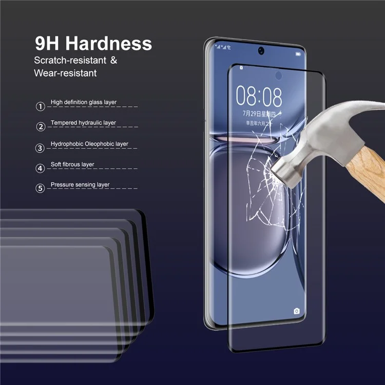 ENKAY HAT PRINCE 0.26mm 9H 3D Curved Full Screen Guard Tempered Glass Protector for Huawei P50 Pro