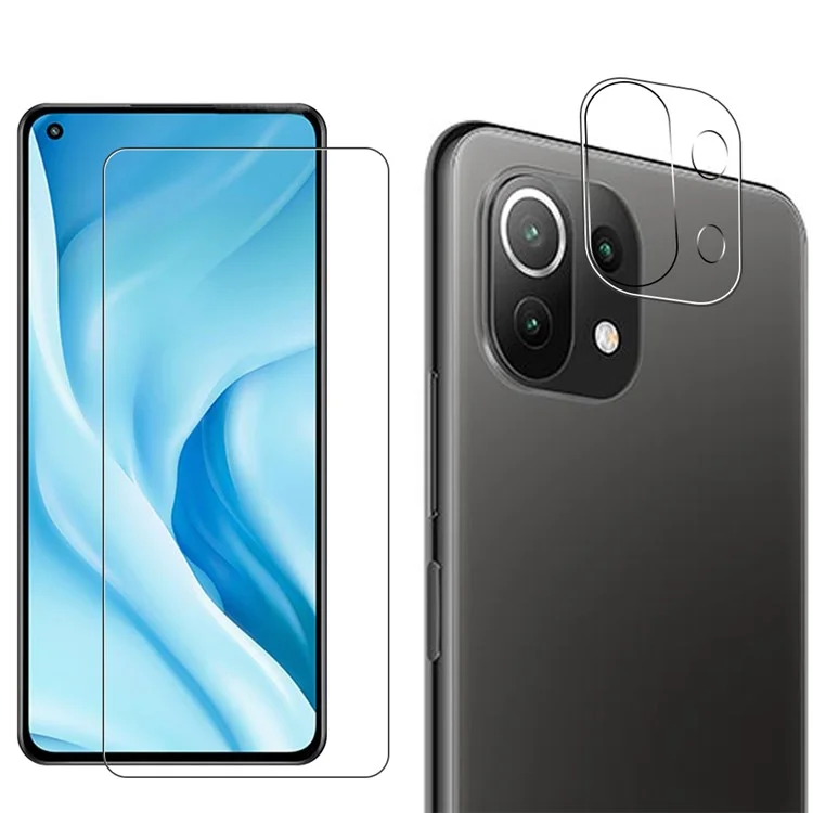 HD Clear 2.5D 9H Dureza Vidrio Templado Protector de Pantalla + Protectores de Lente de Cámara para Xiaomi Mi 11 Lite 4G / 5G /11 Lite 5G NE