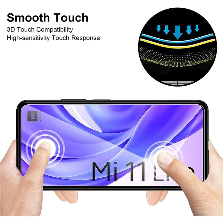 HD Clear 2.5D 9H Dureza Vidrio Templado Protector de Pantalla + Protectores de Lente de Cámara para Xiaomi Mi 11 Lite 4G / 5G /11 Lite 5G NE