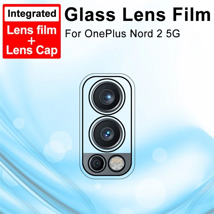 IMAK High Light Transmittance Full Coverage Tempered Glass Camera Lens Film with High Transparency Acrylic Lens Cap for OnePlus Nord 2 5G