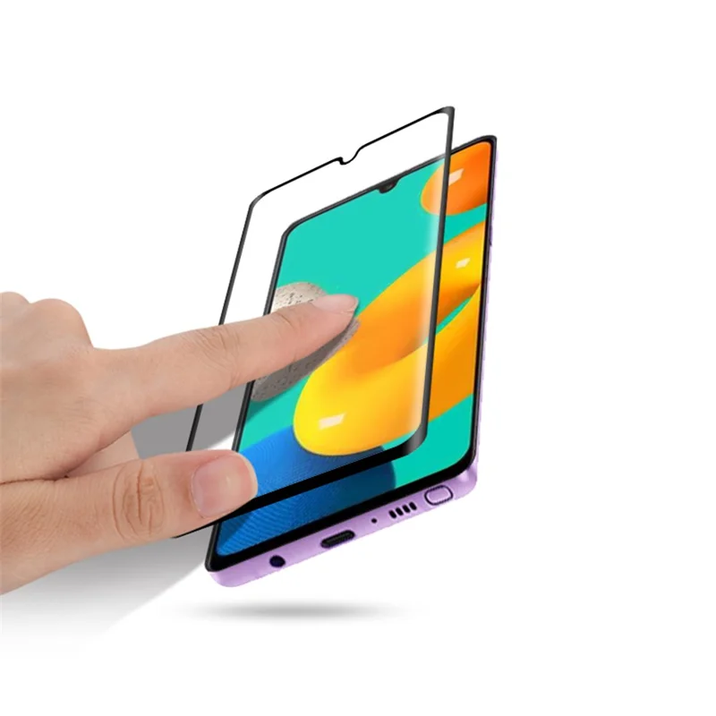 AMORUS HD Transparency Clear 9H Full Glue Full Coverage Silk Printing Tempered Glass Screen Protector for Samsung Galaxy M32 (Global Version) - Black