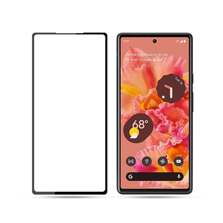 MOCOLO Silk Printing Full Adhesive Glue Full Coverage HD Clear 9H Tempered Glass Screen Guard für Google Pixel 6 - Schwarz