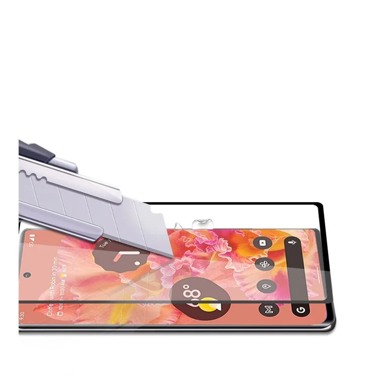MOCOLO Silk Printing Full Adhesive Glue Full Coverage HD Clear 9H Tempered Glass Screen Guard für Google Pixel 6 - Schwarz