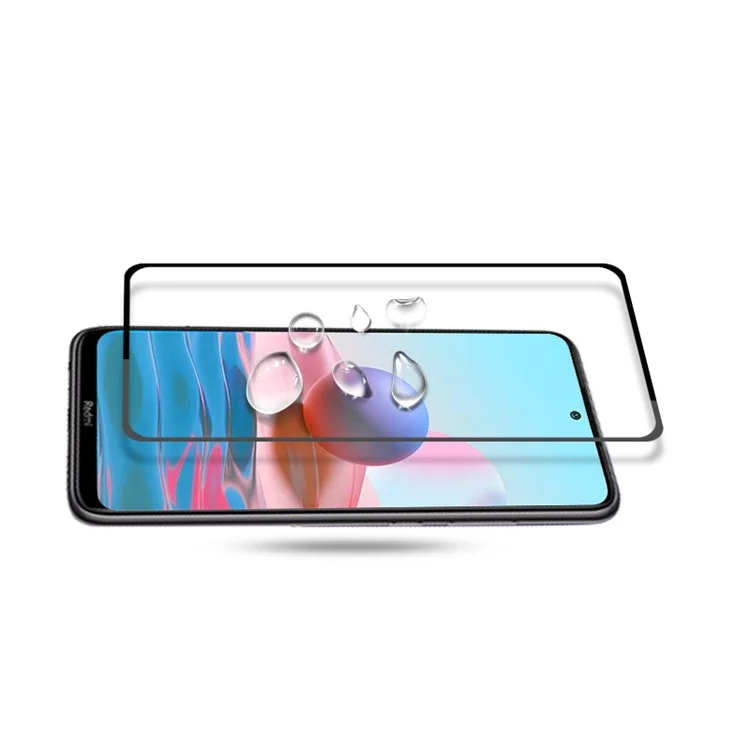 MOCOLO HD Transparência Transparente Cola Completa Cobertura Completa Impressão de Seda Filme Protetor de Tela de Vidro Temperado Para Xiaomi Redmi 10 4G (2021)/10 Prime/10 2022 4g/nota 11 4G (mediatek) - Preto