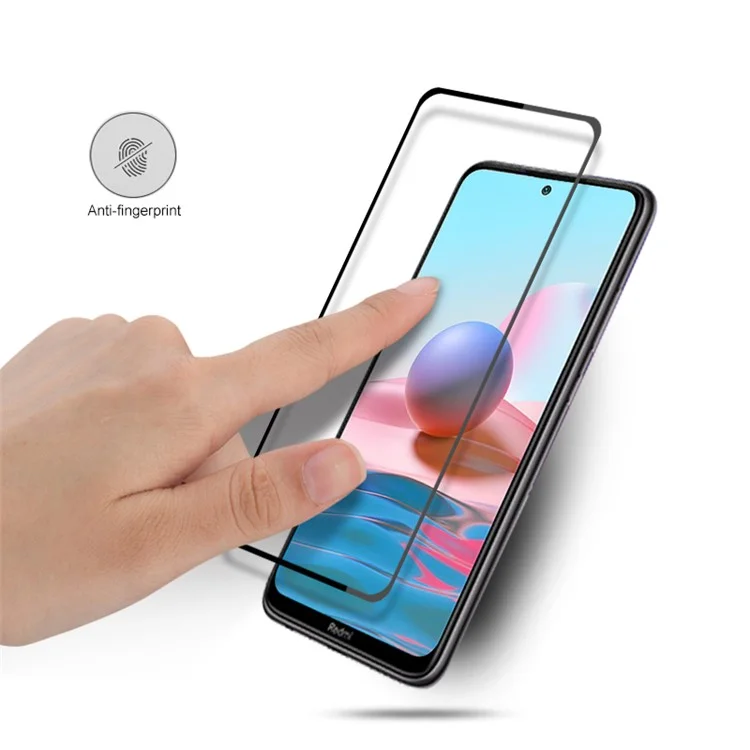 MOCOLO HD Transparência Transparente Cola Completa Cobertura Completa Impressão de Seda Filme Protetor de Tela de Vidro Temperado Para Xiaomi Redmi 10 4G (2021)/10 Prime/10 2022 4g/nota 11 4G (mediatek) - Preto