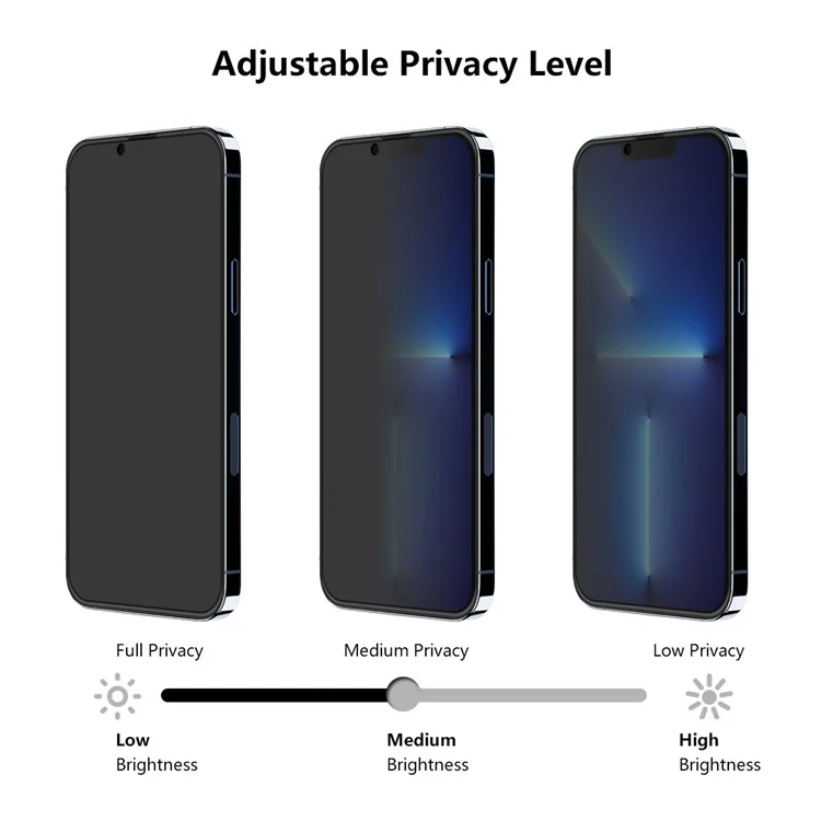 2Pcs / Set HAT PRINCE Full Coverage Full Glue 9H Hardness HD Anti-Spy Anti-Peep Tempered Glass Screen Protector pour iPhone 13 / 13 Pro / 14