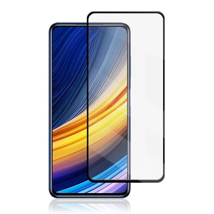 Amorus Komplett Abdeckung Vollkleber Anti-Explosion Seidendruck Temperierter Glasfilm Vollbildschutz Für Xiaomi Poco X3 GT/Note 10 Pro 5G (China) - Schwarz