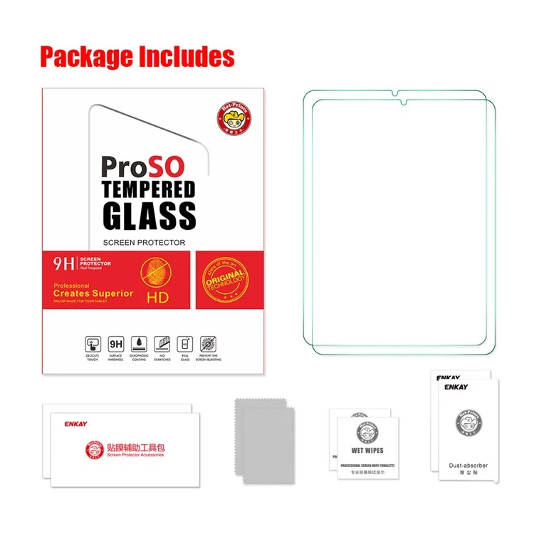 2Pcs / Pack HAT PRINCE 0.33mm Full Coverage Full Glue 2.5D 9H High Definition Tempered Glass Screen Protector per iPad mini (2024) / mini (2021)