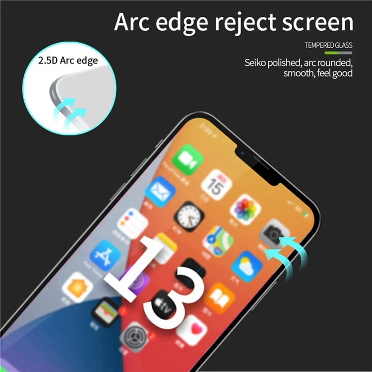 MOFI High Definition 2.5D Full Coverage Full Glue 9H Hardness Anti-Scratch Tempered Glass Screen Protector for iPhone 13 mini 5.4 inch