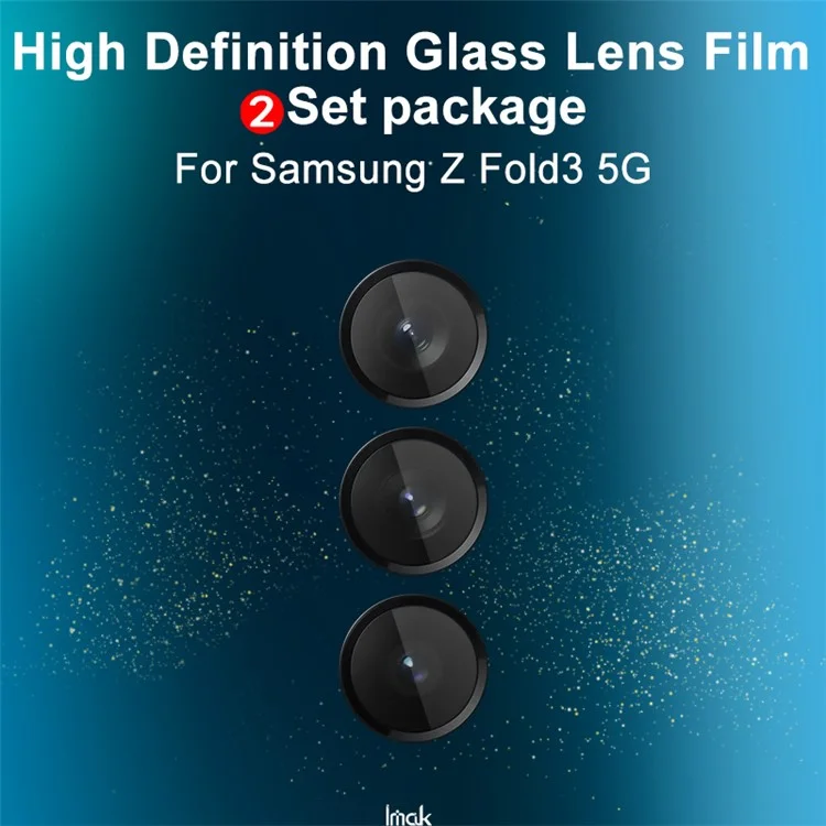 IMAK 2 Ensembles de protecteurs d'objectif de caméra en verre trempé à couverture complète pour Samsung Galaxy Z Fold3 5G
