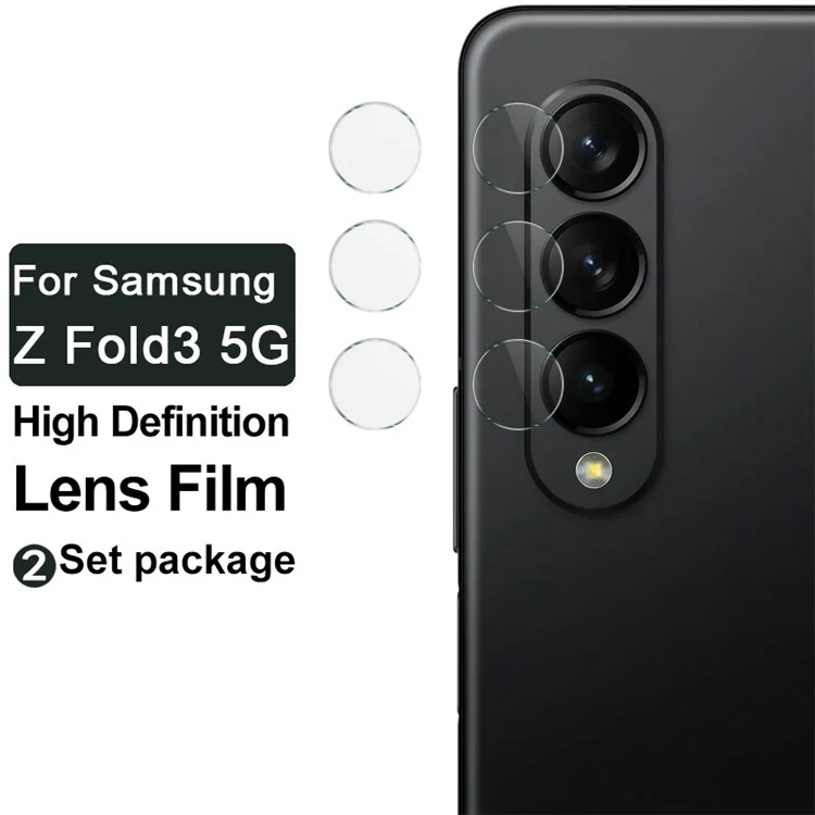 IMAK 2 Ensembles de protecteurs d'objectif de caméra en verre trempé à couverture complète pour Samsung Galaxy Z Fold3 5G