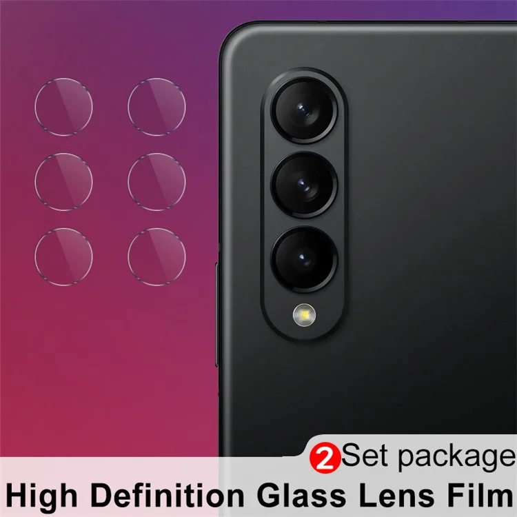 IMAK 2 Ensembles de protecteurs d'objectif de caméra en verre trempé à couverture complète pour Samsung Galaxy Z Fold3 5G