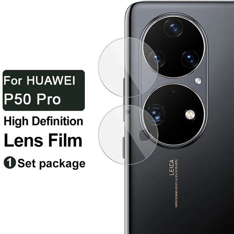 IMAK 1 Set Ultra Clear Round Ring Tempered Glass Rear Camera Lens Protector Film per Huawei P50 Pro