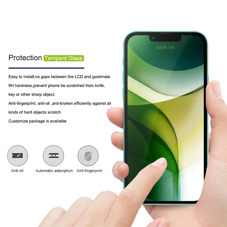 Amorus 2 Stücke Vollkleber Hohe Transparenz Anti-Scratch-Seide-Druck Temperiertes Glas Vollbild-Abdeckung Protector Für IPhone 13 Pro Max. 6.7 Zoll - Schwarz