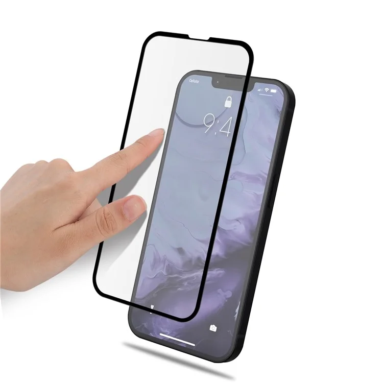 Amorus 2pcs Colle Pleine Transparence TRANSPARENCE ANTI-SCRASS Impression De Soie En Verre Trempé Protecteur De Revêtement En Plein Écran Pour IPhone 13 Pro Max 6,7 Pouces - Le Noir