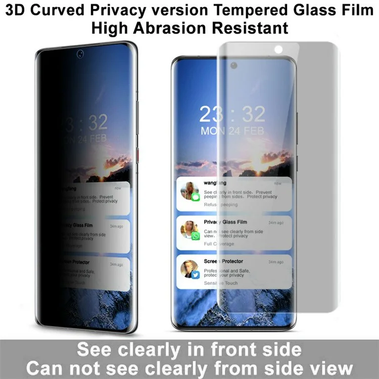 IMAK Cola Lateral De Cobertura Completa 3D Curvo Anti-peep 9H Protetor De Tela De Vidro Temperado Para Huawei P50 Pro