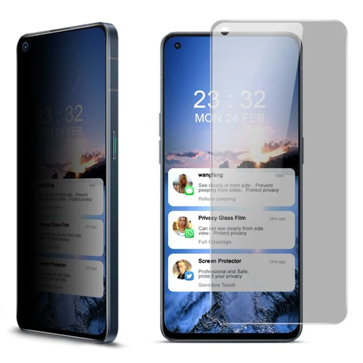 IMAK Full Coverage 9H Hardness Anti-Scratch Anti-Peep Tempered Glass Screen Film für Oppo Reno6 5G
