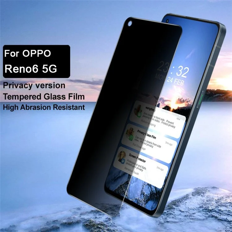 IMAK Full Coverage 9H Hardness Anti-Scratch Anti-Peep Tempered Glass Screen Film für Oppo Reno6 5G