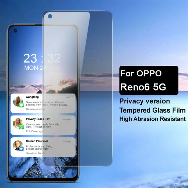 IMAK Full Coverage 9H Hardness Anti-Scratch Anti-Peep Tempered Glass Screen Film für Oppo Reno6 5G