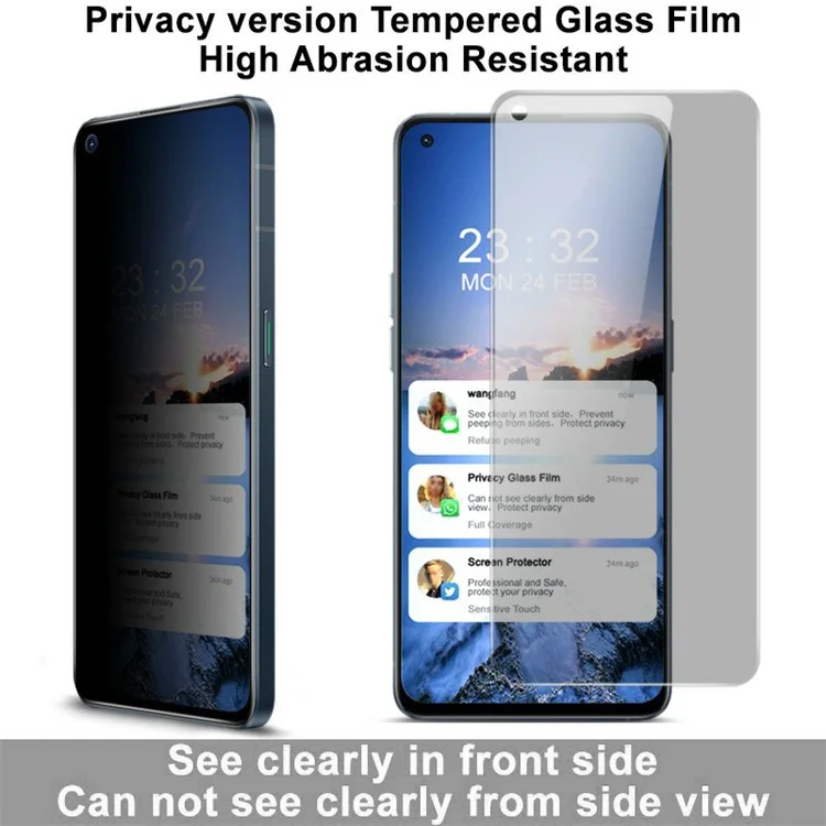 IMAK Full Coverage 9H Hardness Anti-Scratch Anti-Peep Tempered Glass Screen Film für Oppo Reno6 5G