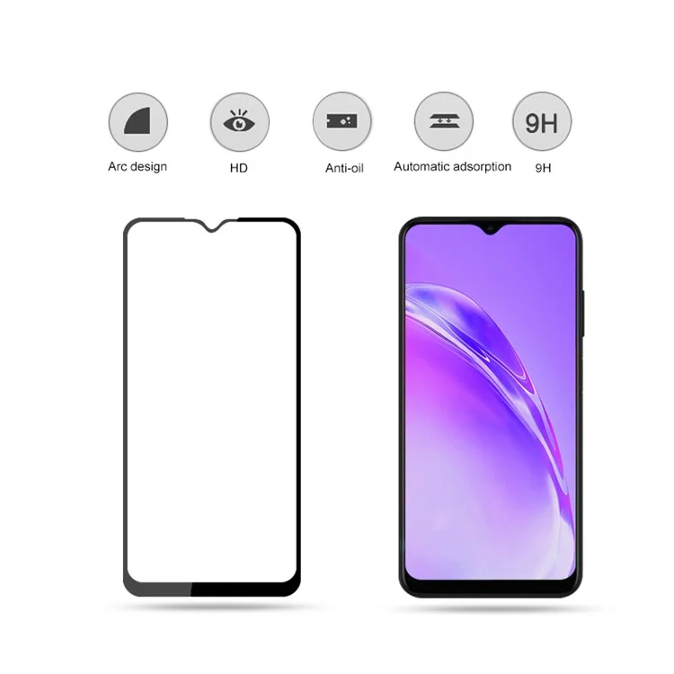 AMORUS Silk Printing Full Glue Tempered Glass Screen Protector for Galaxy A03s (164.2 x 75.9 x 9.1mm) - Black