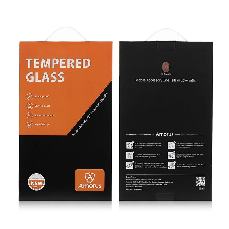 AMORUS Silk Printing Full Glue Tempered Glass Screen Protector for Galaxy A03s (164.2 x 75.9 x 9.1mm) - Black