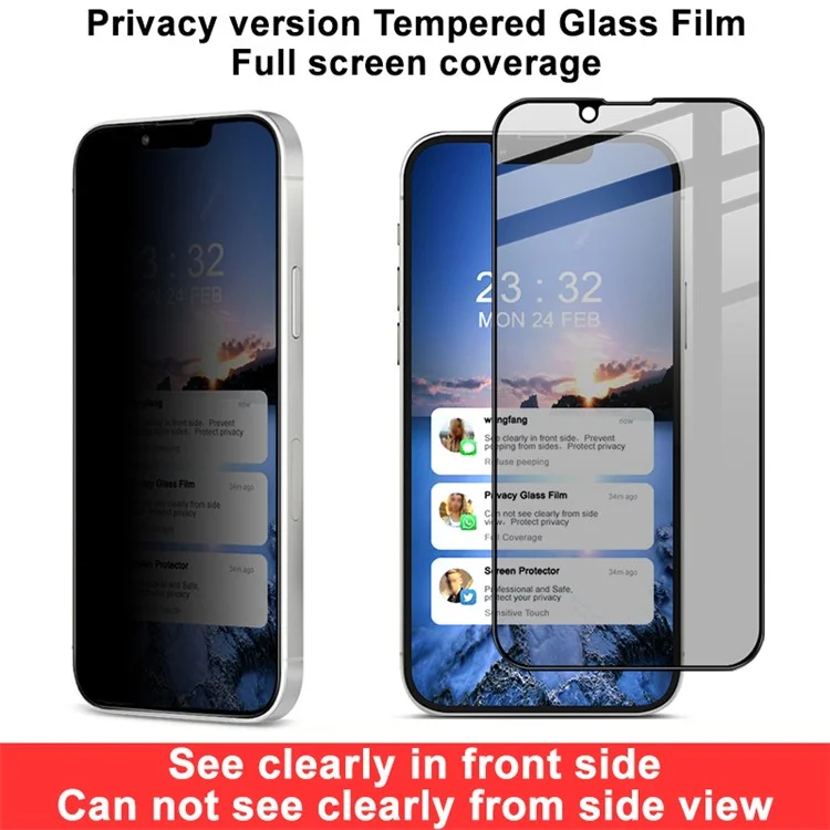 IMAK Full Coverage Premium Privacy Anti-Peep 9H Hardness Tempered Glass Screen Protector für iPhone 13 mini 5,4 Zoll
