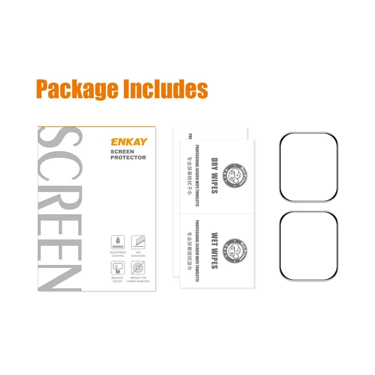 ENKAY HAT PRINCE 2Pcs/Set Anti-Scratch 3D Curved Edge Soft PC Edge + PMMA Full Coverage Tempered Glass Screen Protector для Apple Watch Series 7 45mm