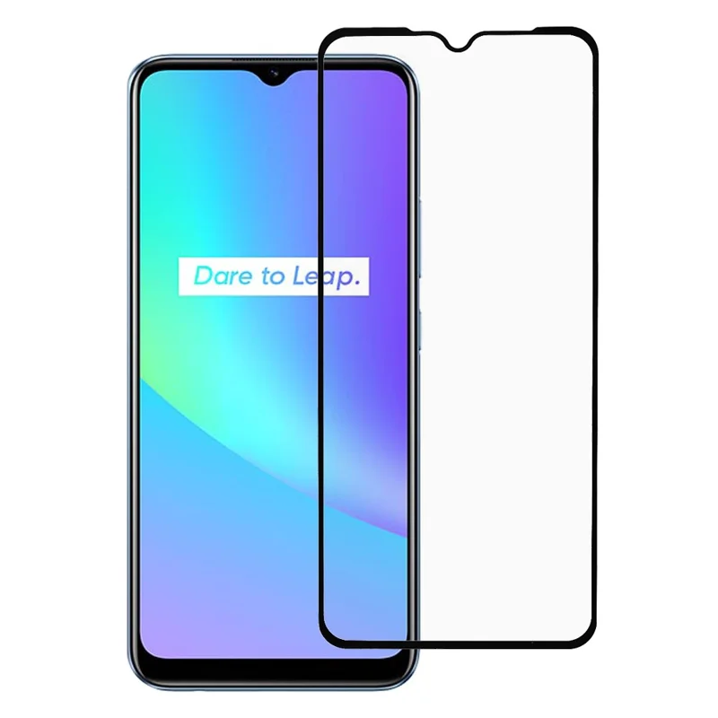 Full Glue Silk Printing Anti-Explosion Well-Protected Complete Covering Tempered Glass Screen Protector for Realme C25