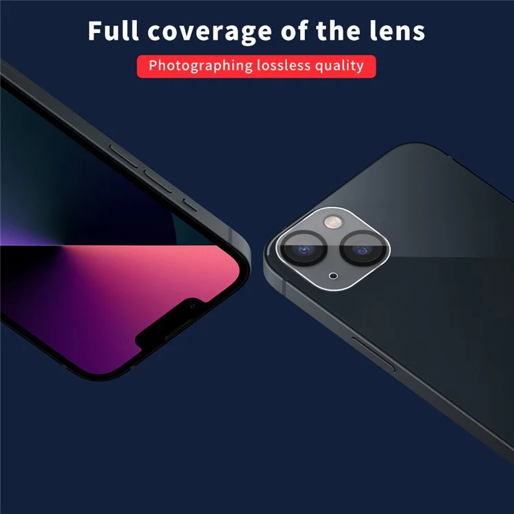 Impression Noire Anti-rayures Black Silk Temperred Glass Camera Lens Films Protector Pour Iphone 13 6,1 Pouces