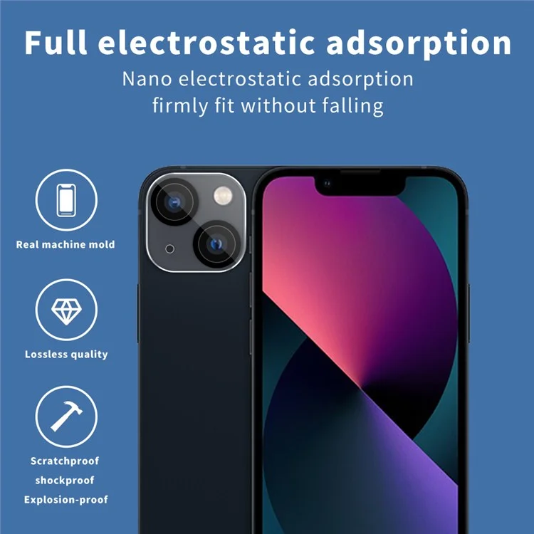 Impression Noire Anti-rayures Black Silk Temperred Glass Camera Lens Films Protector Pour Iphone 13 6,1 Pouces