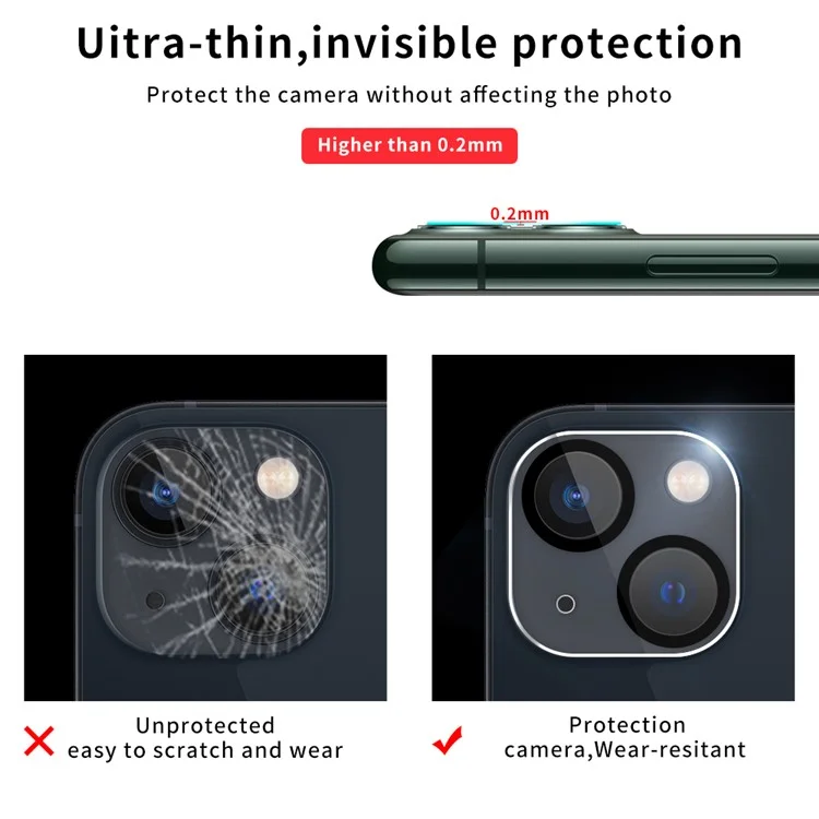 Impression Noire Anti-rayures Black Silk Temperred Glass Camera Lens Films Protector Pour Iphone 13 6,1 Pouces