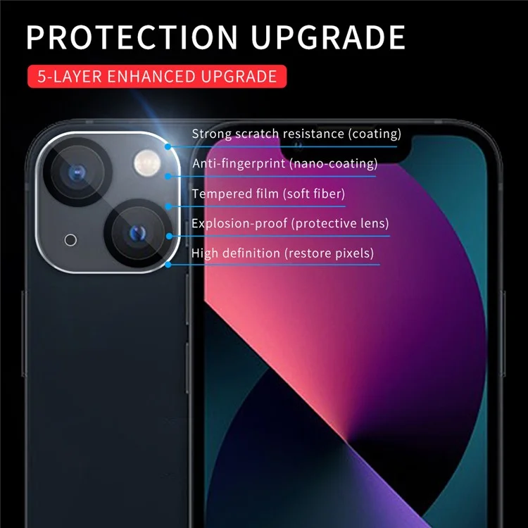 Impression Noire Anti-rayures Black Silk Temperred Glass Camera Lens Films Protector Pour Iphone 13 6,1 Pouces