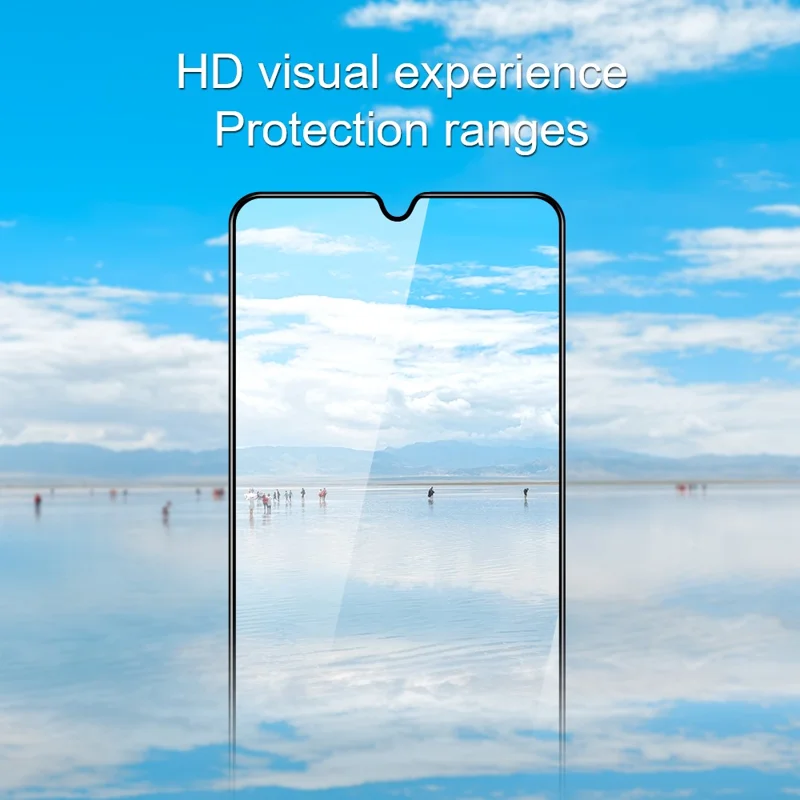 AMORUS 2Pcs/Set Full Size Coverage HD Full Glue Silk Printing Clear Tempered Glass Screen Protector for Samsung Galaxy A21